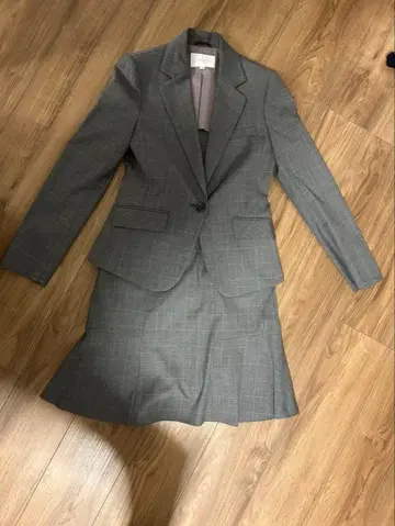 그레이 체크 무늬 스커트 수트 상하의 세트 SOFFICE