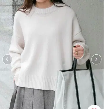 새상품 FORK&SPOON 워셔블 로우게이지 니트 PO 화이트 DOORS