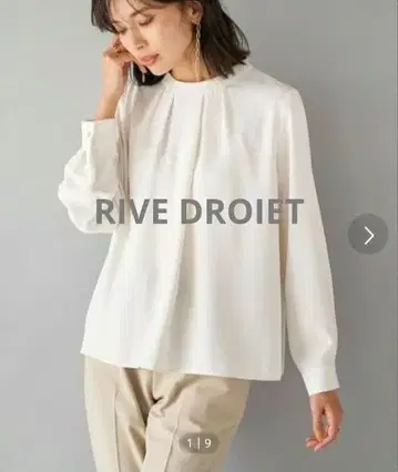 리브 드와 긴팔 블라우스 오피스 포멀 화이트 하이넥