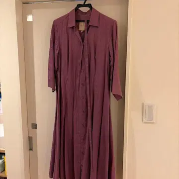 시빌라 퍼플 셔츠 원피스 7부 소매