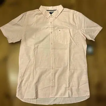 Hurley 옅은 핑크 클래식 핏 반팔 셔츠 L 사이즈