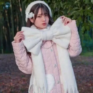 새상품 리본 화이트 머플러 펄 여성용 시마무라 마시로 아리스