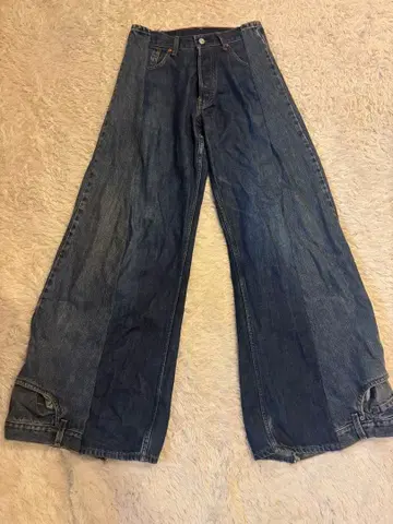 리메이크 데님 재구축 데님 와이드 플레어 데님