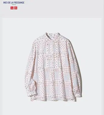 INES DE LA FRESSANGE 핀턱 프린트 블라우스