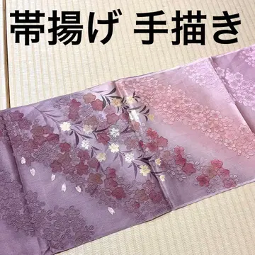 오비 장식 천 손그림 라이트 핑크~보라색 계열