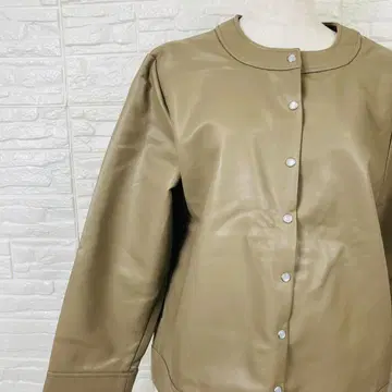 이디트 합성 피혁 자켓 블루종 L 브라운 계열 노카라 [1907-39]