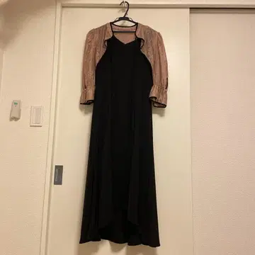 블랙 드레스 핑크 가디건 세트