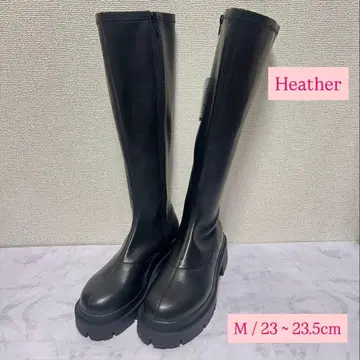미사용 새상품 Heather 인힐 스트레치 롱 부츠 블랙 M