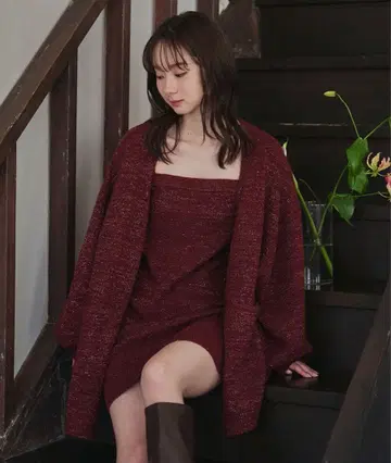 mideal 글리터 멜란지 니트 앙상블