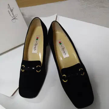 GINZA 카네마츠 블랙 스웨이드 스퀘어토 슈즈