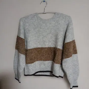 MELROSE CLAIRE 라메 페더 바이컬러 니트