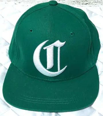그린 컬러 자수 로고 야구 모자