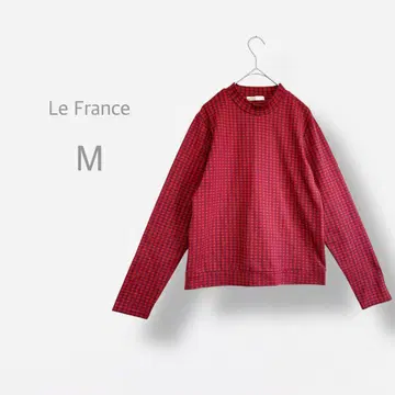 [ Le France ] 밴드 카라 스몰 체크 긴팔 T셔츠 루즈핏