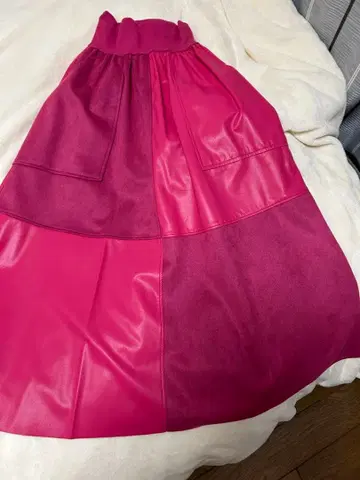 플레어 스커트 핑크 계열 롱 스커트