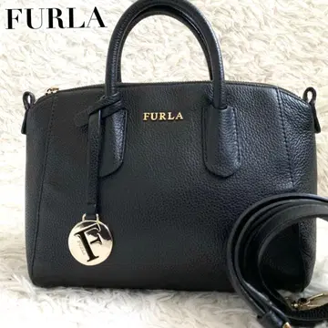 컨디션 최상 훌라 핸드백 2way 테사 로고 참 가죽 블랙