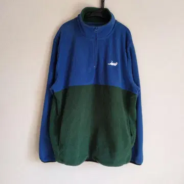 RIPNDIP 하프 지퍼 플리스 스웨트 고양이 자수 L 파랑/그린