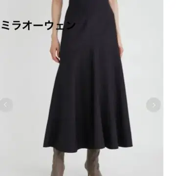 미라 오웬 플레어 스커트 네이비