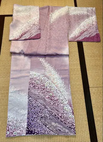 연보라색 호몬기 순수 실크 시보리 긴토시