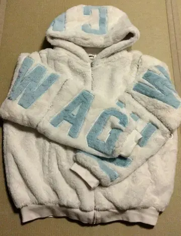 THICC 퍼 블루종 화이트 블루 로고 후드티