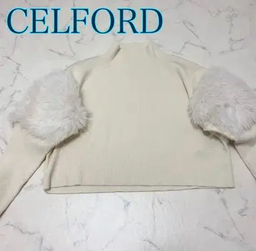 새상품급 CELFORD 셀포드 퍼 풀오버 니트 화이트
