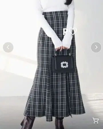 머큐리 듀오 체크 머메이드 스커트 레이스업