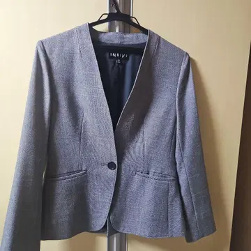 INDIVI 그레이 노카라 자켓 세트