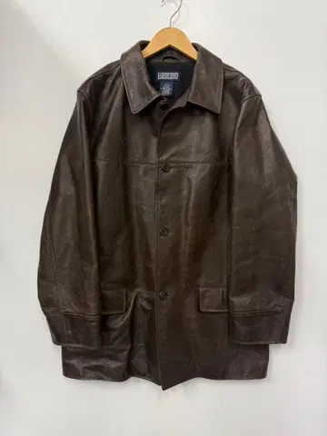 LANDS' END 랜즈 엔드 가죽 자켓 브라운 카 코트 L