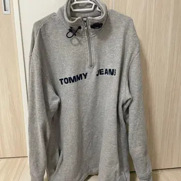 토미 진스 Tommy Jeans 그레이 하프 지퍼 트레이닝복