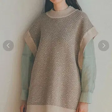 CLANE 백 슬릿 니트 베스트 베이지 계열