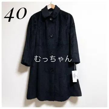 [ 새상품 ]  알파카 울 코트 40 블랙 일본제