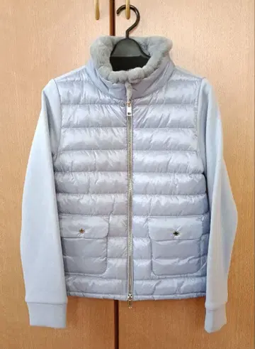 두클라쎄 이소재 콤비 에코 다운 자켓 S 사이즈 블루 그레이