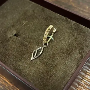 agete k10 k5 골드 후프 귀걸이 귀걸이 참 리프