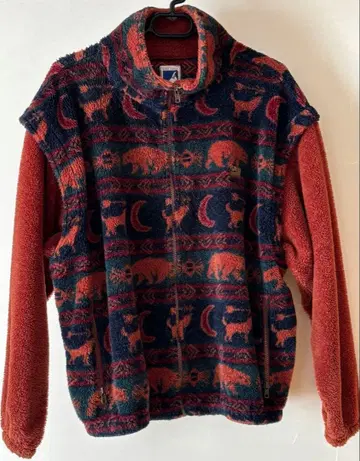 동물 패턴 플리스 자켓 남성용 M