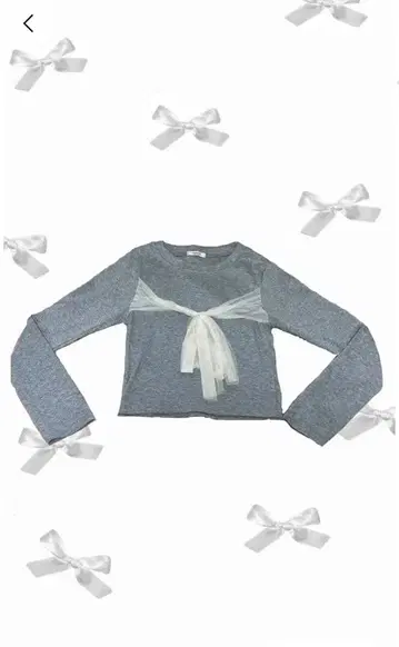 리본 포함 그레이 긴팔 니트