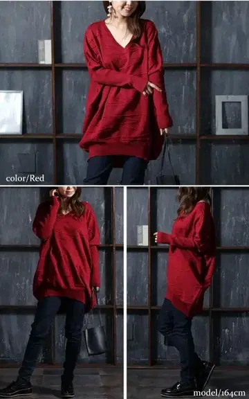 빅 사이즈 여성용 코튼 니트 돌먼 코쿤 튜닉