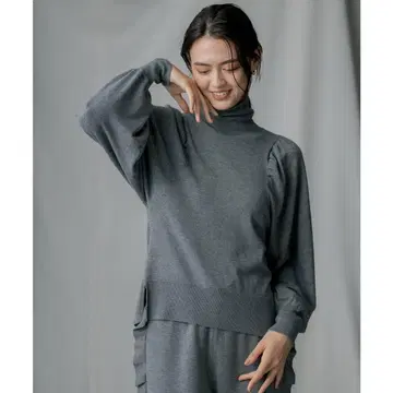 쿠미쿄쿠 x setsuko sagittaire 볼륨 슬리브 하이넥 니트