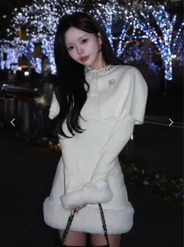 비쥬 케이프 니트 미니 원피스