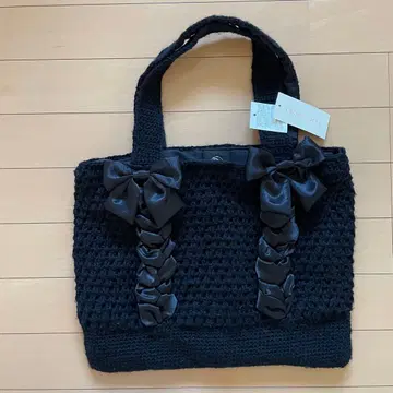 [ 카슈카슈 ] 미사용품 토트백 블랙 리본 입체적 개성적