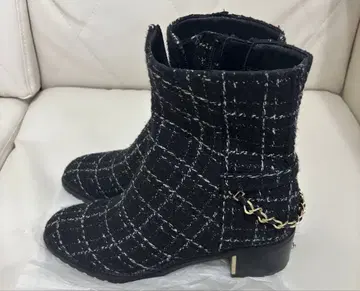 RANDA 체크 무늬 트위드 부츠