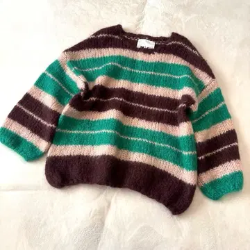 [ mici ] 모헤어 니트 풀오버 보더 FREE 새상품급