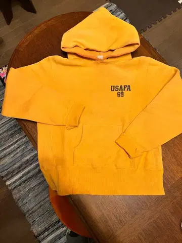 USAFA 69 프린트 빈티지 오렌지 후디 (연대 미상)