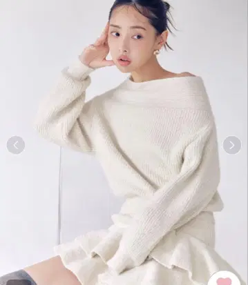 [ 미사용 새상품 ] 릴리 브라운 오프숄더 니트 셋업