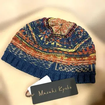 Masaki Kyoto 다색 편직 무늬 니트 모자 F/미사용