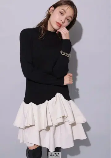 아르페쥬 스토리 타프타 도킹 미니 원피스