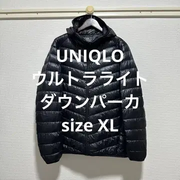 새상품급 유니클로 울트라 라이트 다운 후드티 블랙 XL