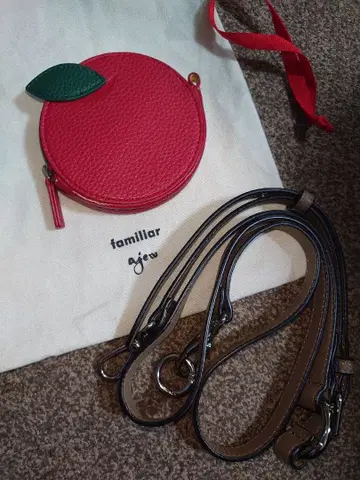 패밀리어 ajew 사과 모양 가죽 코인 케이스 빨간색 원형