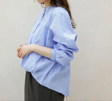 프론트 턱 밴드 카라 셔츠