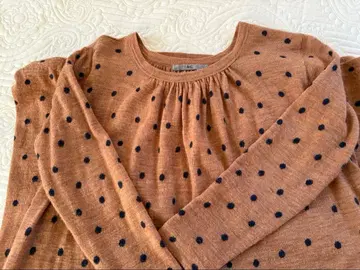 45rpm 브라운 베이지 도트 무늬 긴팔 원피스