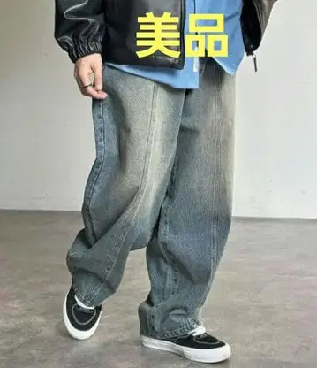 [ CPCM ] 센터 심 커브 데님 팬츠