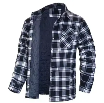 [ 팔로우 할인 있음 ] 충전솜 플란넬 셔츠 자켓 블랙 화이트 체크 방한